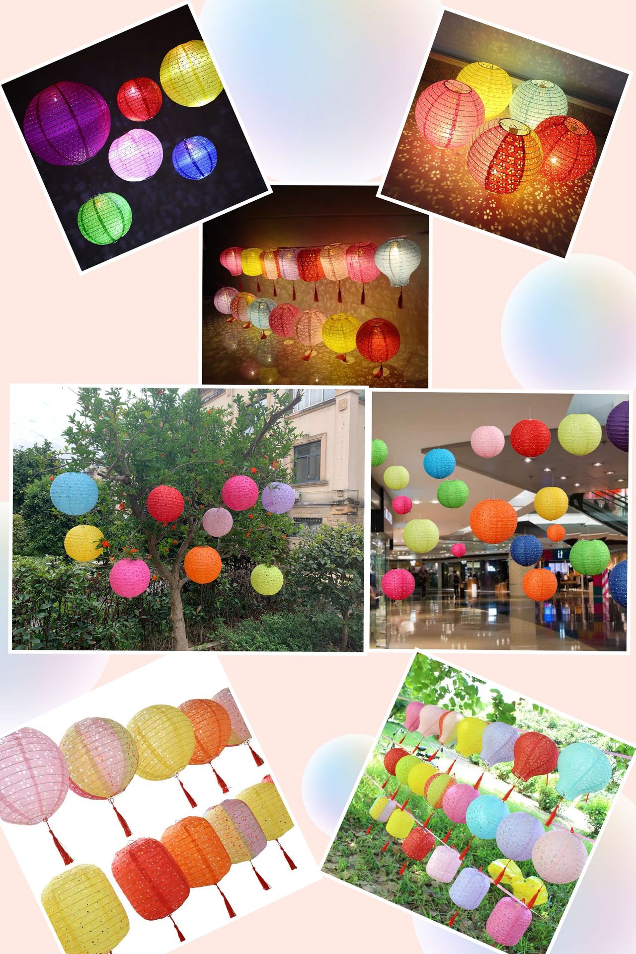 Portable Falling Water Chinese Lantern Festival Party Birthday Decoration Folding round Hollow Chinese Lantern Whole