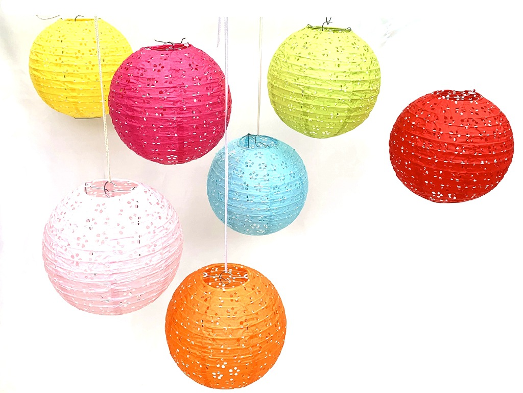 Portable Falling Water Chinese Lantern Festival Party Birthday Decoration Folding round Hollow Chinese Lantern Whole