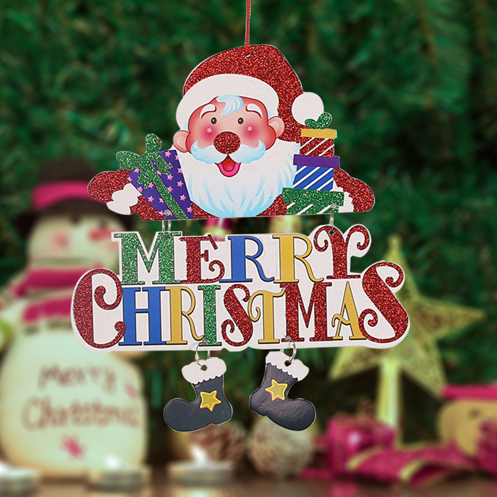 Christmas New Doorplate Pendant Wall Hanging Window Letter Brand Elderly Snowman Pendant Supermarket &amp; Shopping Malls Decorations