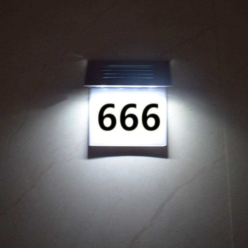 Cross-Border Solar Digital Doorplate Lamp Corridor Wall Home Garden Lamp Villa Road Sign Wall Lamp Number Light