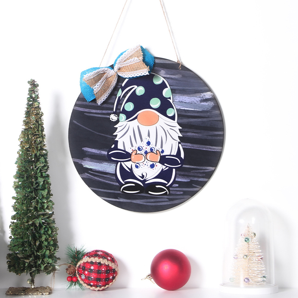 Exclusive For Cross-Border Wooden Decorated Hangtag Faceless Doll Home Wooden Door Hanging Dwarf Dwarf Creative Doorplate