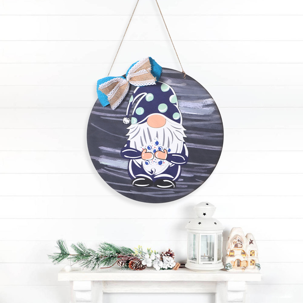 Exclusive For Cross-Border Wooden Decorated Hangtag Faceless Doll Home Wooden Door Hanging Dwarf Dwarf Creative Doorplate