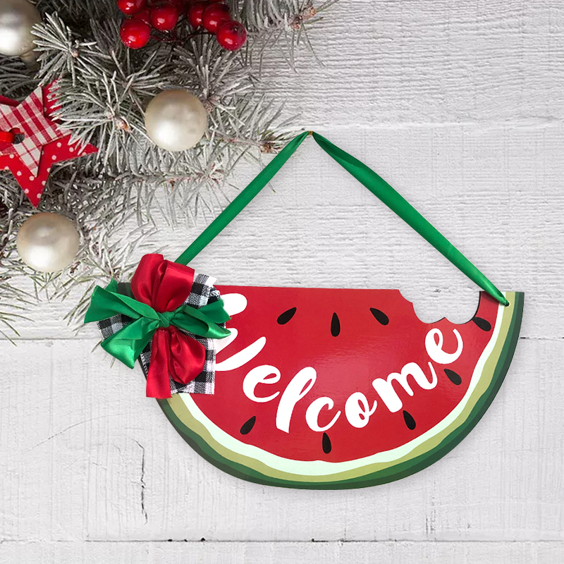 Summer Party Decoration Hawaiian Home Decoration Watermelon Welcome Wooden Door Hanging Doorplate
