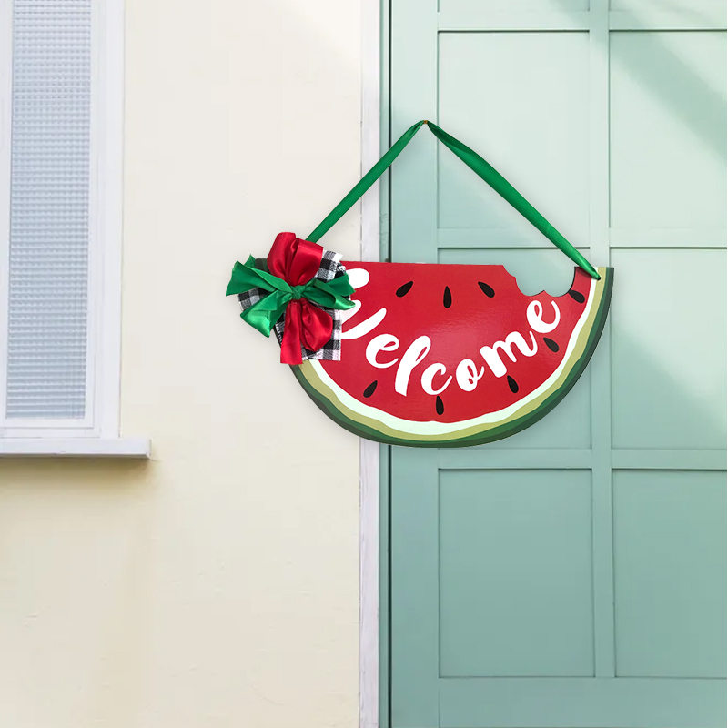 Summer Party Decoration Hawaiian Home Decoration Watermelon Welcome Wooden Door Hanging Doorplate