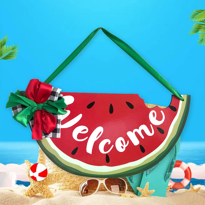 Summer Party Decoration Hawaiian Home Decoration Watermelon Welcome Wooden Door Hanging Doorplate