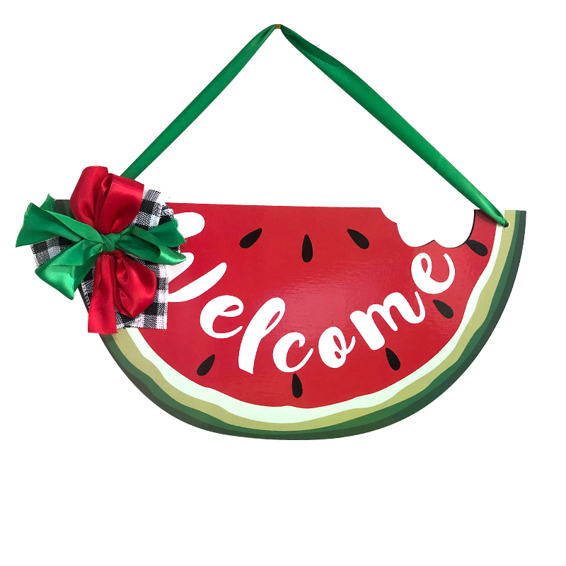 Summer Party Decoration Hawaiian Home Decoration Watermelon Welcome Wooden Door Hanging Doorplate