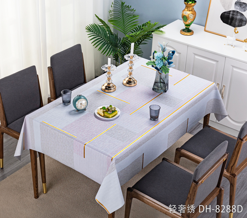 PVC Light Luxury Embroidered High-End Elegant Top-Grade Tablecloth Waterproof Oil-Proof Tablecloth PVC Light Luxury Embroidered High-End Elegant Top-Grade Tablecloth Waterproof Oil-Proof Tablecloth