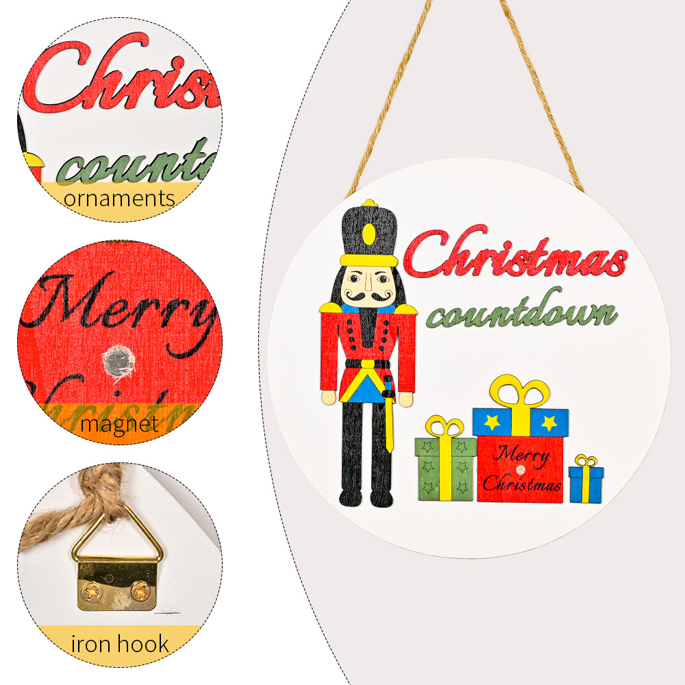 Christmas Decoration Walnut Soldiers Doorplate Door Hanging Christmas Countdown Calendar Garland Cross-Border New Product