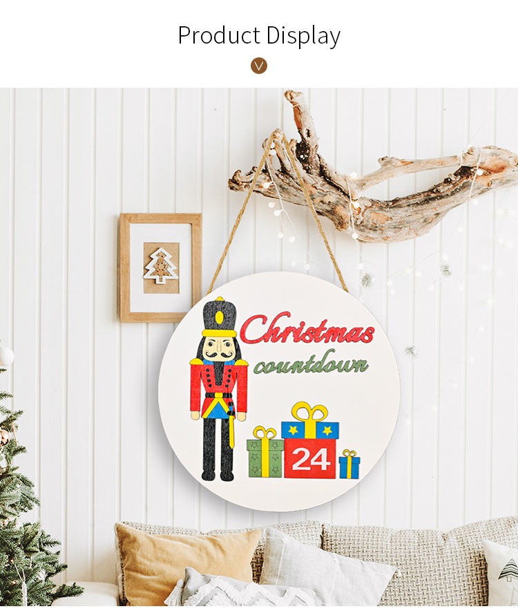 Christmas Decoration Walnut Soldiers Doorplate Door Hanging Christmas Countdown Calendar Garland Cross-Border New Product
