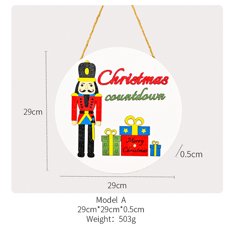 Christmas Decoration Walnut Soldiers Doorplate Door Hanging Christmas Countdown Calendar Garland Cross-Border New Product