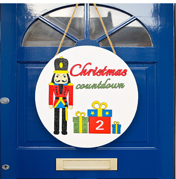 Christmas Decoration Walnut Soldiers Doorplate Door Hanging Christmas Countdown Calendar Garland Cross-Border New Product