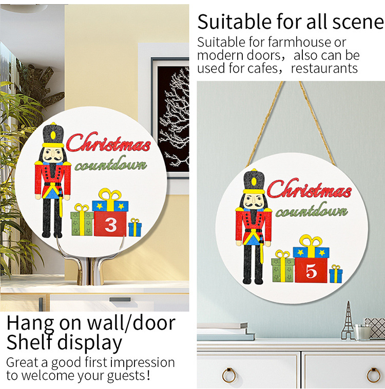 Christmas Decoration Walnut Soldiers Doorplate Door Hanging Christmas Countdown Calendar Garland Cross-Border New Product