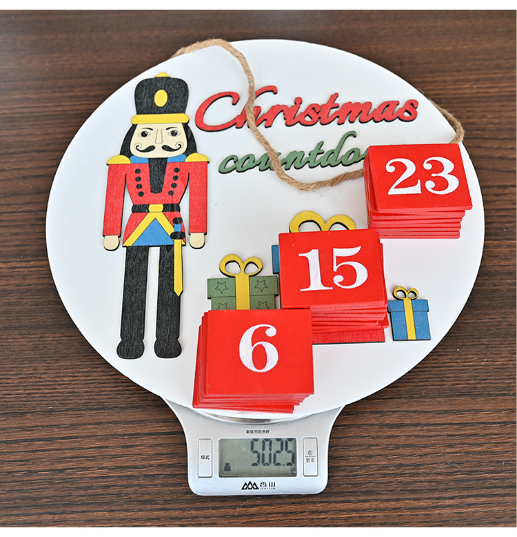 Christmas Decoration Walnut Soldiers Doorplate Door Hanging Christmas Countdown Calendar Garland Cross-Border New Product