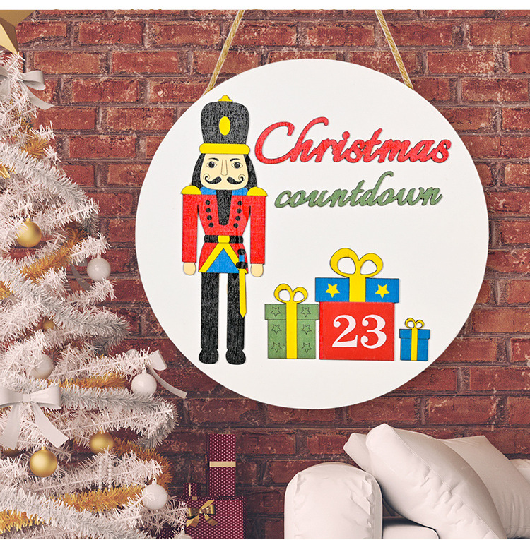Christmas Decoration Walnut Soldiers Doorplate Door Hanging Christmas Countdown Calendar Garland Cross-Border New Product