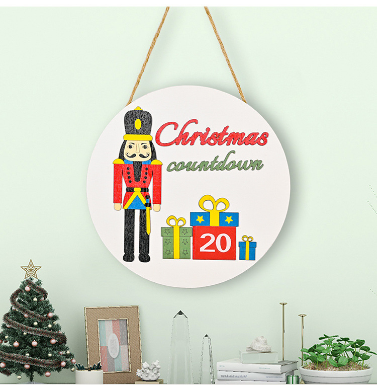 Christmas Decoration Walnut Soldiers Doorplate Door Hanging Christmas Countdown Calendar Garland Cross-Border New Product