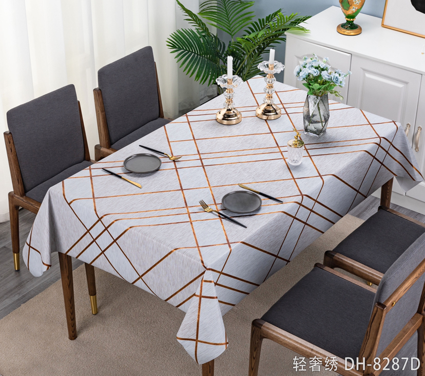 PVC Light Luxury Embroidered High-End Elegant Top-Grade Tablecloth Waterproof Oil-Proof Tablecloth