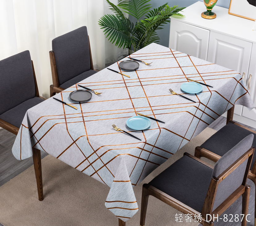 PVC Light Luxury Embroidered High-End Elegant Top-Grade Tablecloth Waterproof Oil-Proof Tablecloth