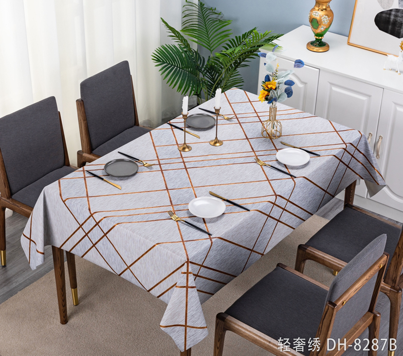 PVC Light Luxury Embroidered High-End Elegant Top-Grade Tablecloth Waterproof Oil-Proof Tablecloth