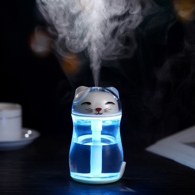 Fortune cat crystal LED dazzle colorful night light USB mute cleaning home office mist humidifier