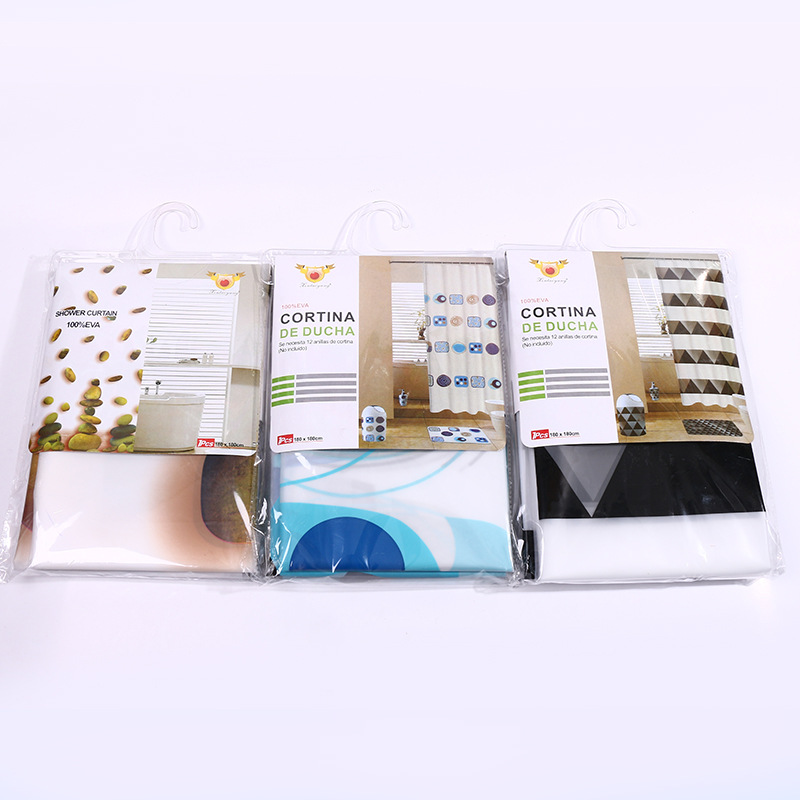 The classic multi-type EVA thickening printing bath curtain waterproof and mould proof can stretch   wholesale.