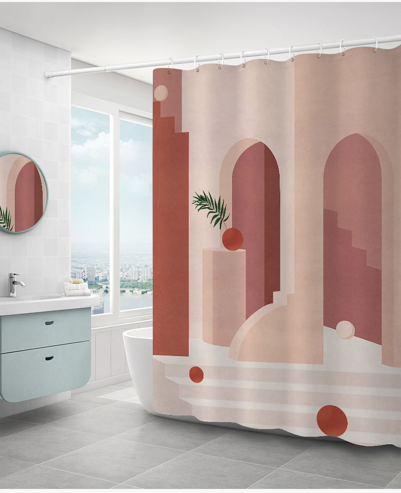 Waterproof Polyester Fabrics Thickened Morandi Factory Direct Supply Wholesale Bath Curtain Shower Curtain