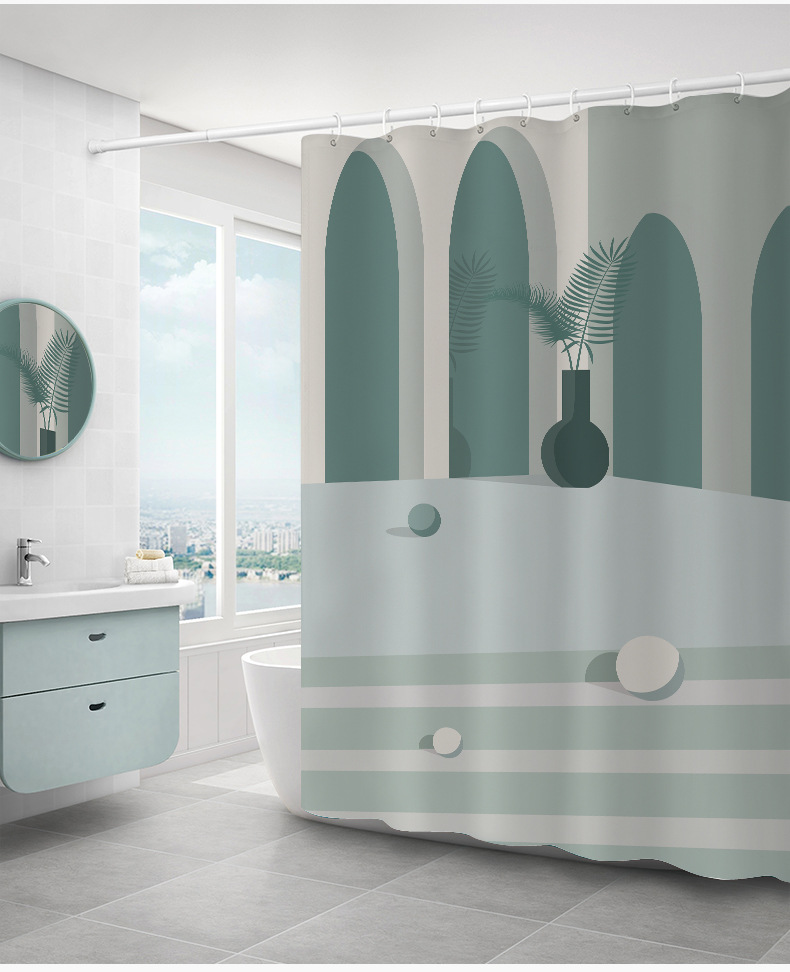 Waterproof Polyester Fabrics Thickened Morandi Factory Direct Supply Wholesale Bath Curtain Shower Curtain