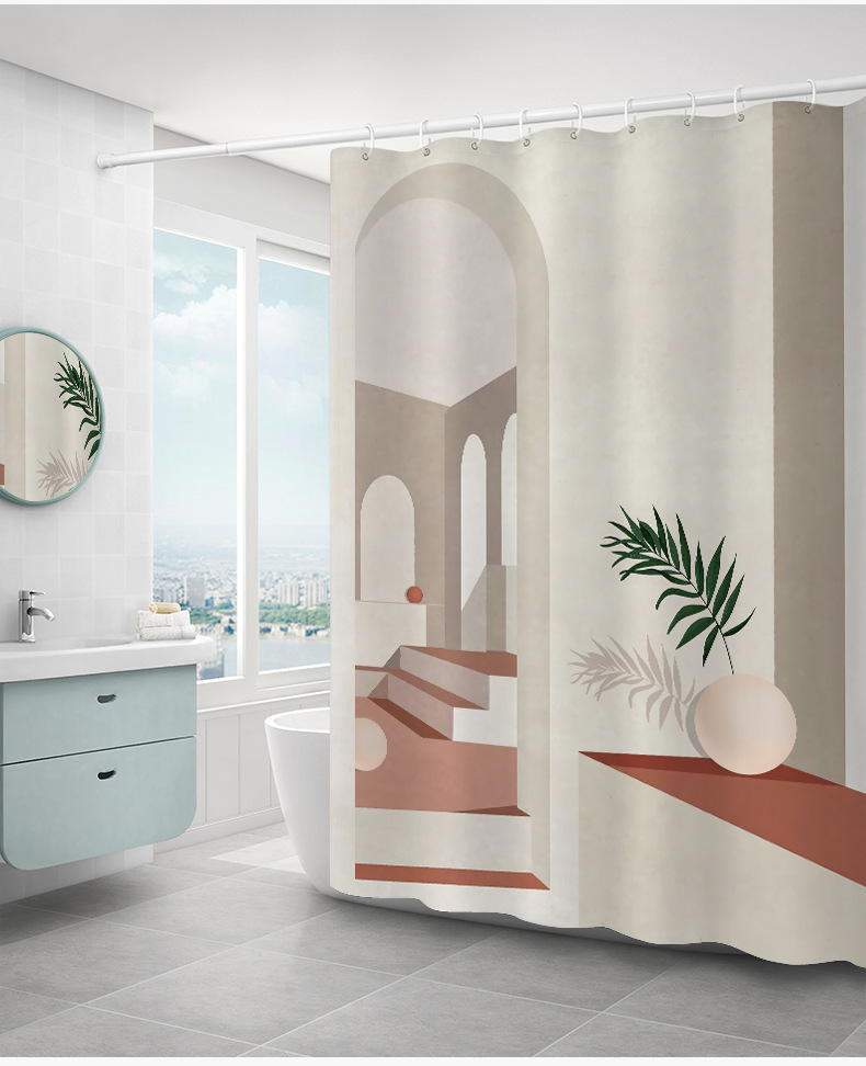 Waterproof Polyester Fabrics Thickened Morandi Factory Direct Supply Wholesale Bath Curtain Shower Curtain
