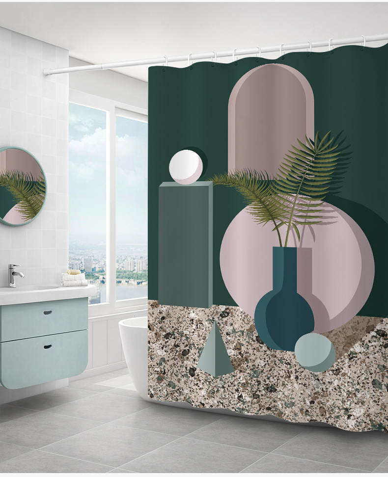 Waterproof Polyester Fabrics Thickened Morandi Factory Direct Supply Wholesale Bath Curtain Shower Curtain