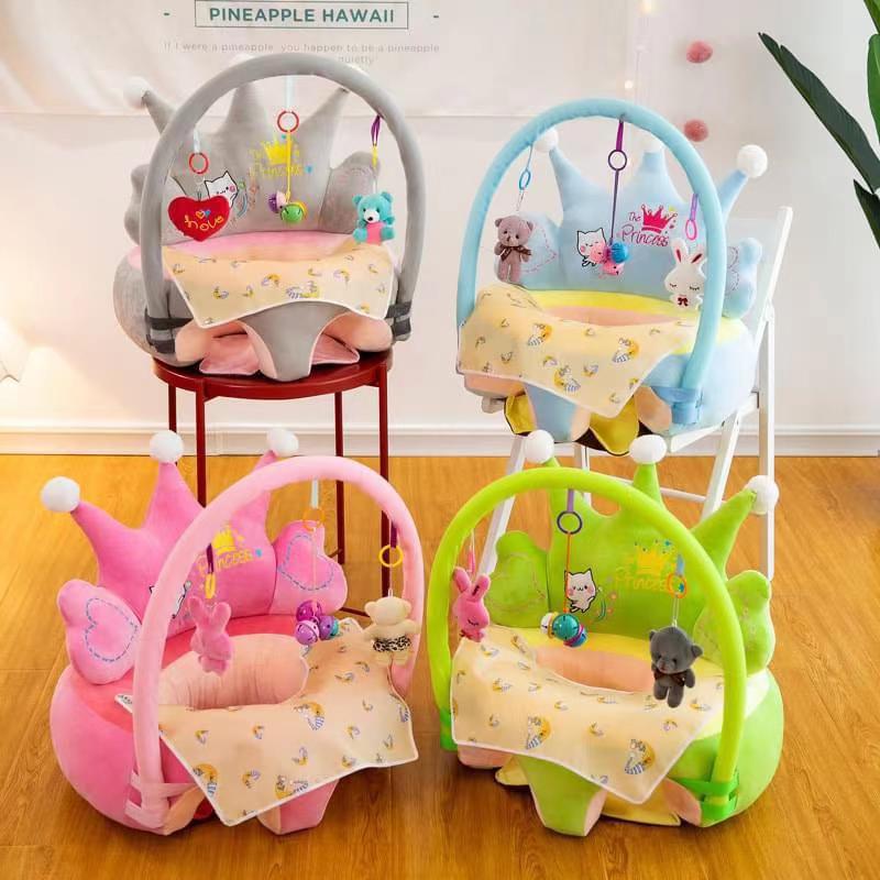 New Crown Rattle Learning Seat Baby Dining-Table Chair plus Bell Children&#039;s Plush Toys Sample Customization Manufacturer