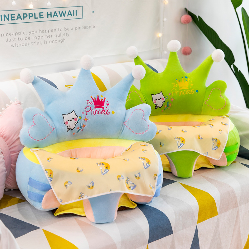 New Crown Rattle Learning Seat Baby Dining-Table Chair plus Bell Children's Plush Toys Sample Customization Manufacturer