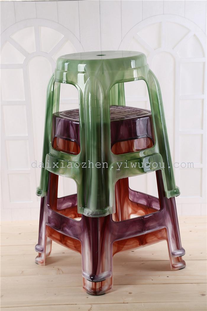 High imitation jade stools plastic stool new transparent green bench plastic chair dining stool.