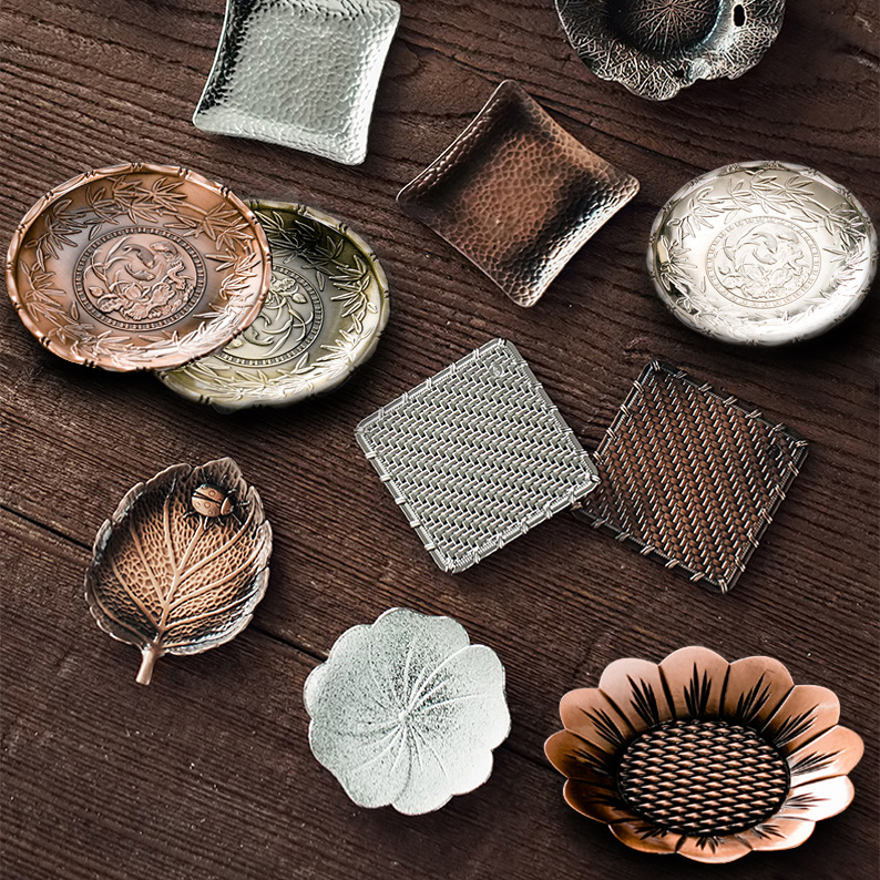  Alloy Hammer Coaster Insulation Antique Copper Tea Cup Care Japanese Kung Fu Tea Set Tea Ceremony Accessories
