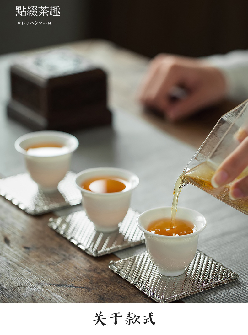  Alloy Hammer Coaster Insulation Antique Copper Tea Cup Care Japanese Kung Fu Tea Set Tea Ceremony Accessories
