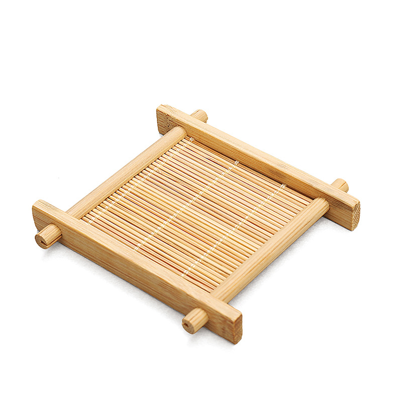 Handmade Square Bamboo Well-Shaped Tea Cup Coaster Cup Saucer Bamboo Mat Tea Set Tea Ceremony Accessories  Special Offer