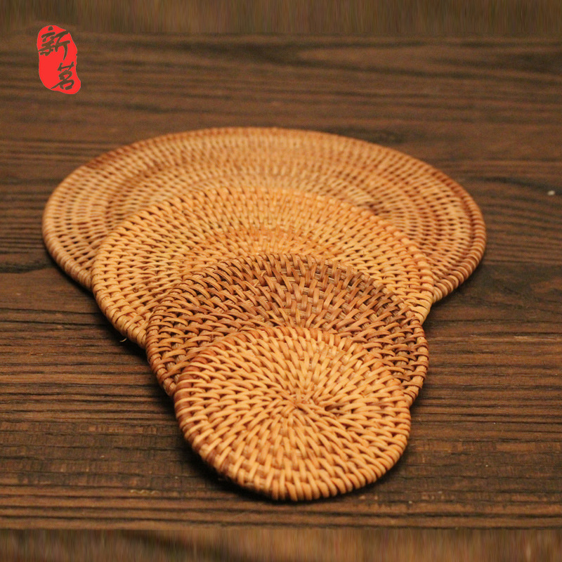 Vietnam Rattan Coaster Tea Cup Mat Pot Mat Cup Saucer Rattan Mat Set Handmade 