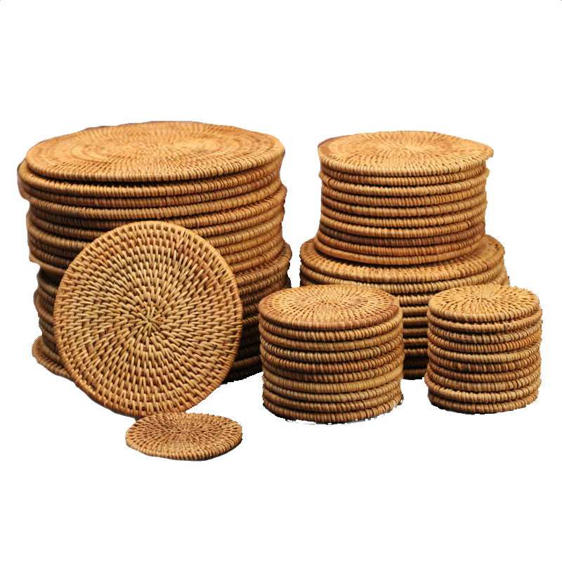 Vietnam Rattan Coaster Tea Cup Mat Pot Mat Cup Saucer Rattan Mat Set Handmade 