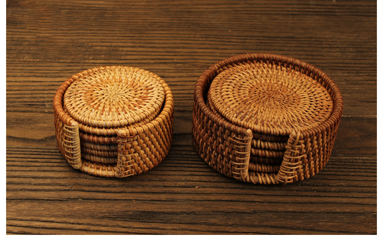 Vietnam Rattan Coaster Tea Cup Mat Pot Mat Cup Saucer Rattan Mat Set Handmade Vietnam Rattan Coaster Tea Cup Mat Pot Mat Cup Saucer Rattan Mat Set Handmade