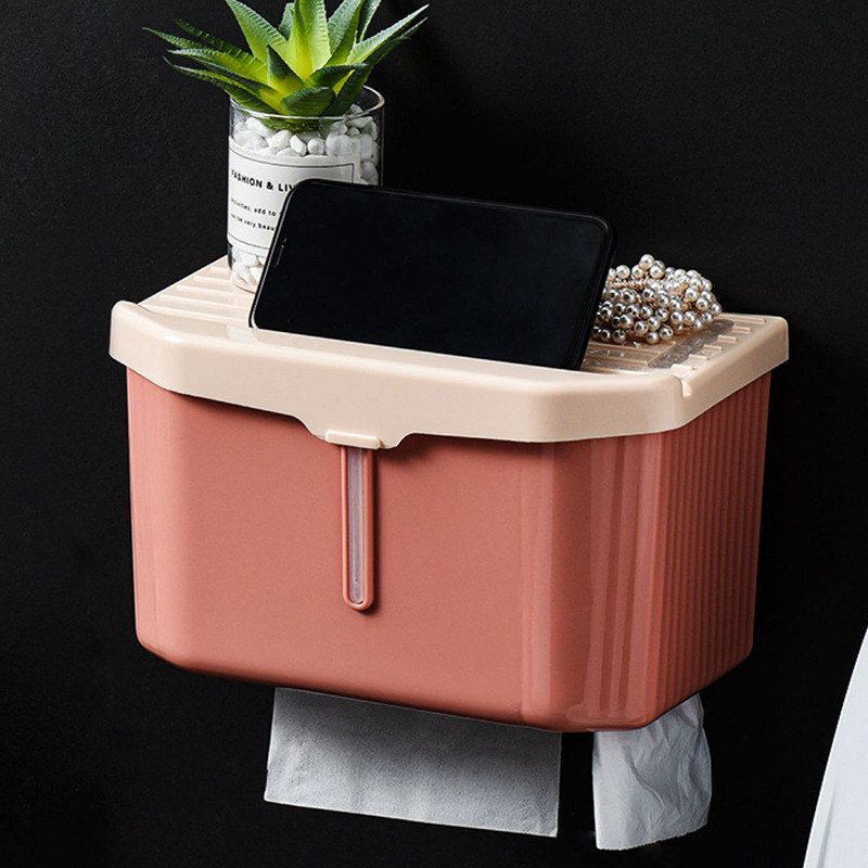 Toilet Tissue Box Toilet Paper Storage Rack Toilet Wall Hanging Creative Punch-Free Toilet Paper Paper Extraction Roll Holder