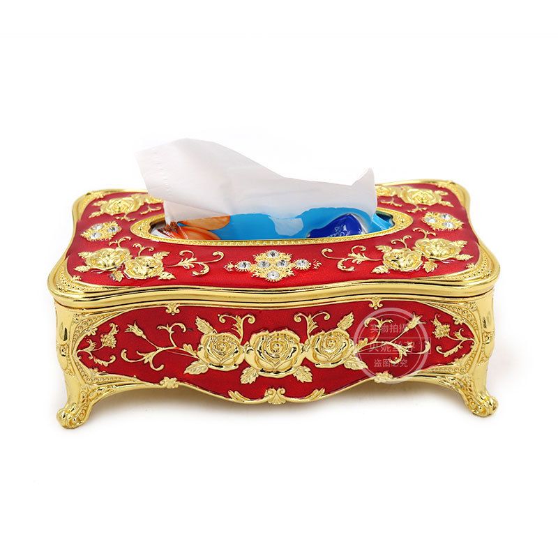 High-grade zinc alloy paper towel box rose metal paper towel box hotel household articles the living room displays a gift High-grade zinc alloy paper towel box rose metal paper towel box hotel household articles the living room displays a gift