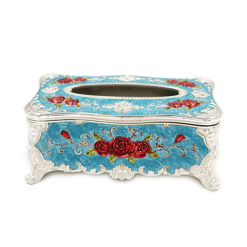High-grade zinc alloy paper towel box rose metal paper towel box hotel household articles the living room displays a gift High-grade zinc alloy paper towel box rose metal paper towel box hotel household articles the living room displays a gift