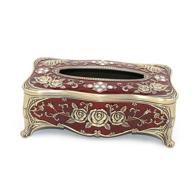 High-grade zinc alloy paper towel box rose metal paper towel box hotel household articles the living room displays a gift High-grade zinc alloy paper towel box rose metal paper towel box hotel household articles the living room displays a gift