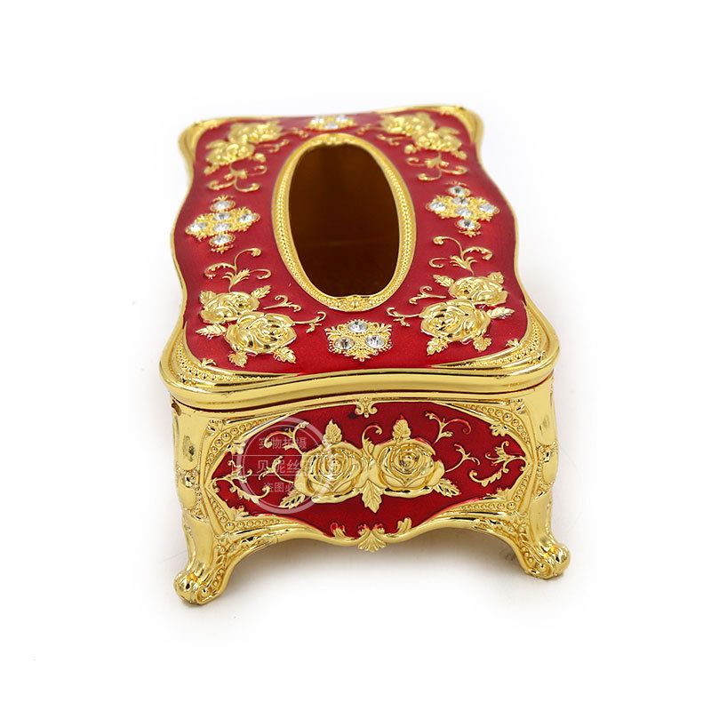 High-grade zinc alloy paper towel box rose metal paper towel box hotel household articles the living room displays a gift High-grade zinc alloy paper towel box rose metal paper towel box hotel household articles the living room displays a gift