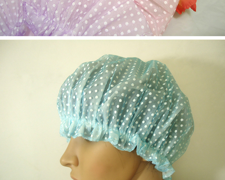 Double mesh yarn PEVA adult waterproof shower cap kitchen make-up home essential general bath bath hood