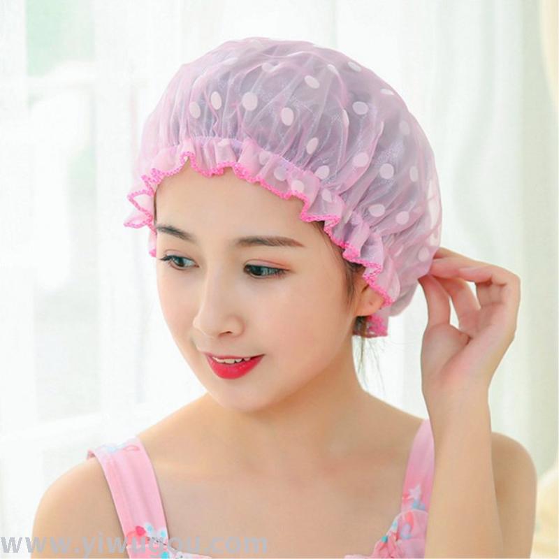 Double mesh yarn PEVA adult waterproof shower cap kitchen make-up home essential general bath bath hood