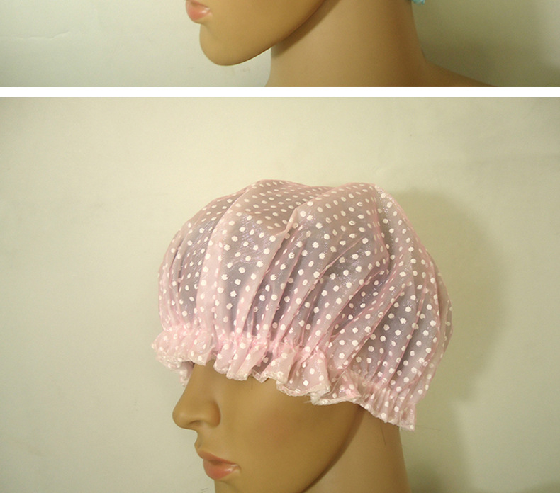 Double mesh yarn PEVA adult waterproof shower cap kitchen make-up home essential general bath bath hood Double mesh yarn PEVA adult waterproof shower cap kitchen make-up home essential general bath bath hood