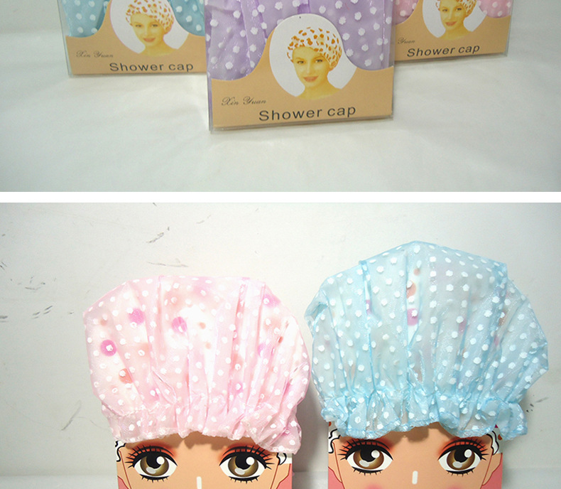 Double mesh yarn PEVA adult waterproof shower cap kitchen make-up home essential general bath bath hood Double mesh yarn PEVA adult waterproof shower cap kitchen make-up home essential general bath bath hood