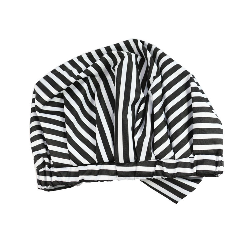Shower Cap Waterproof Amazon Elastic Bow Black and White Stripes Shower Cap Female Yiwu Manufacturers Customizable Pattern Shower Cap Waterproof Amazon Elastic Bow Black and White Stripes Shower Cap Female Yiwu Manufacturers Customizable Pattern