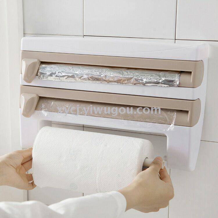 Plastic wrap shelf kitchen shelf with cutter plastic wrap shelf wall paper towel rack
