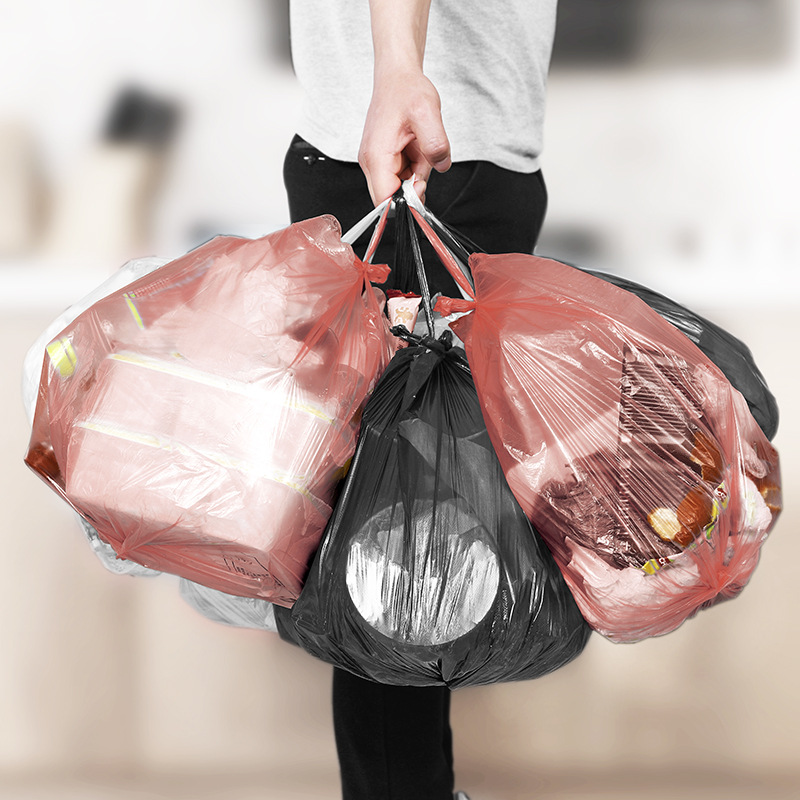 Thickened garbage bag disposable Black Large broken Point Type roll Kitchen cleaning bag vest Type plastic bag