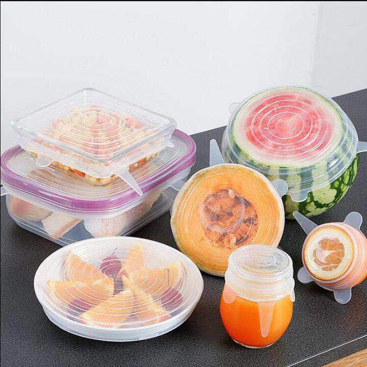 Stall Supply Lid for Airtight Container 6-Piece Multi-Function Stretchable Fruit Plastic Wrap Square Bowl Cover
